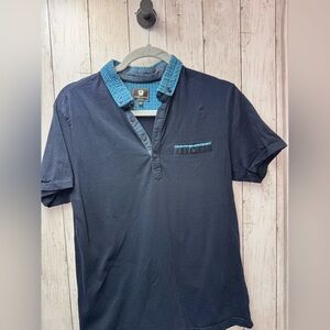 Steel & Jelly Dark Blue Shirt with Light Blue Details size Small